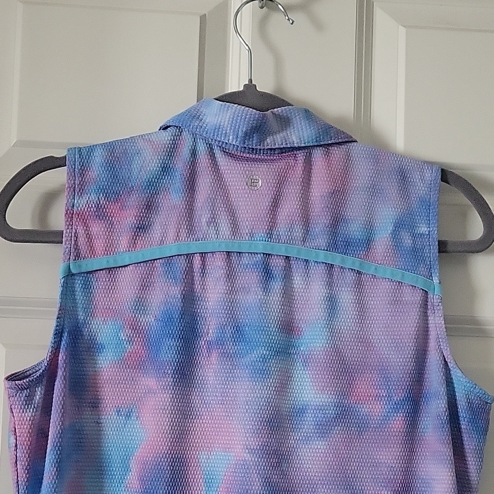 EP New York Women’s Medium Sleeveless Tie-Dye Polo – Pastel Blue & Pink - Picture 5 of 10